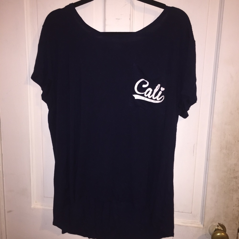 High low navy blue California shirt